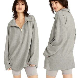 J. CREW University Terry Long Half-Zip Tunic Sweatshirt - Size Small